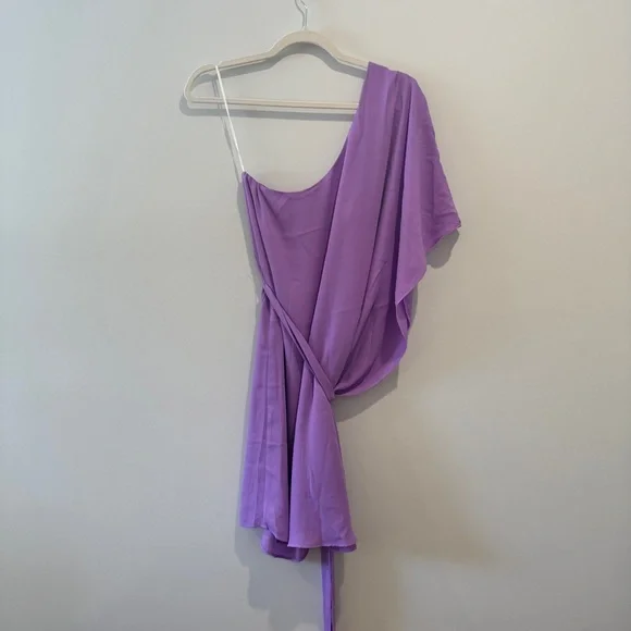 Show Me Your Mumu Trish One Shoulder Mini Dress Size Small Purple - Picture 3 of 6
